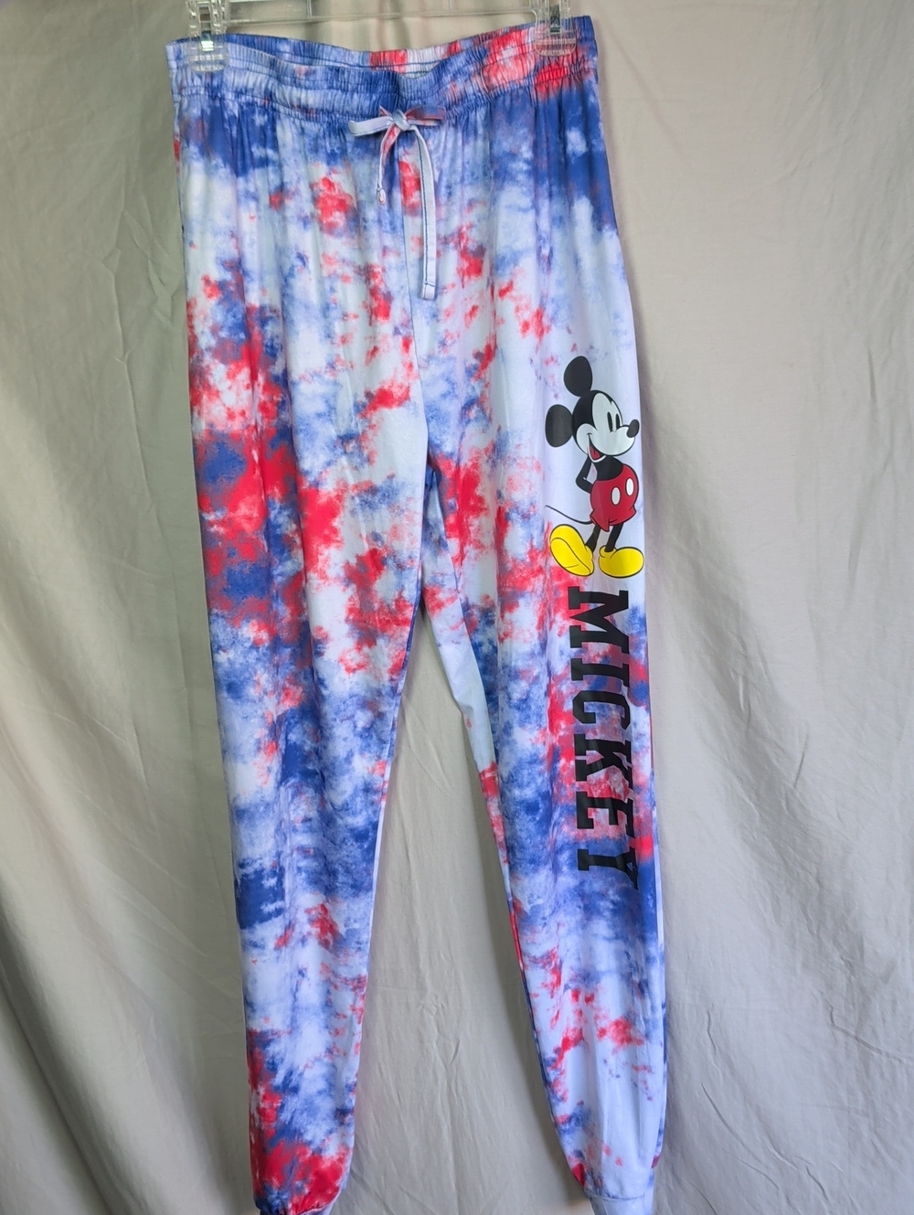 Disney Tie-Dye Mickey Jogger Pants in Red, Blue, White Cozy Lounger